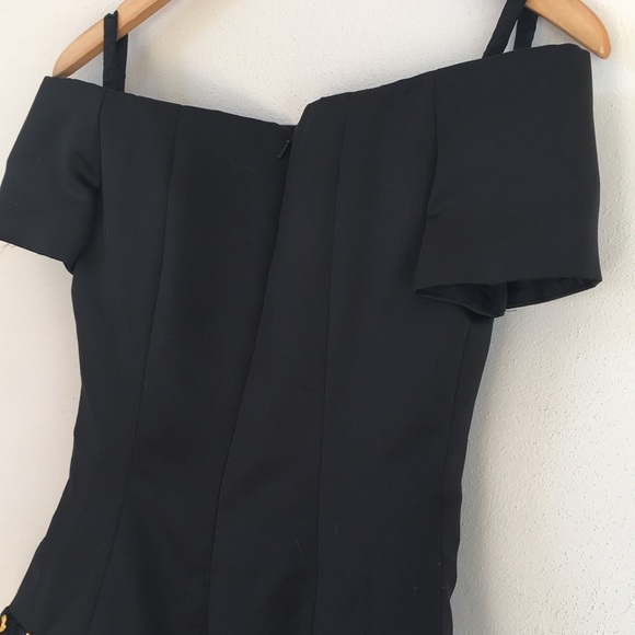 Vintage Fine Feathers Off Shoulder Black Dress - Picture 5 of 7